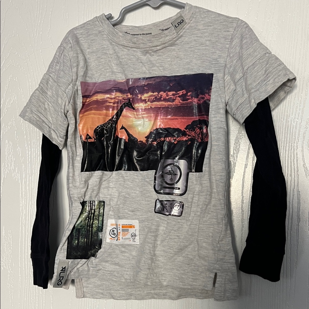 LRG Safari Graphic Long Sleeve Tee - Gray and Black